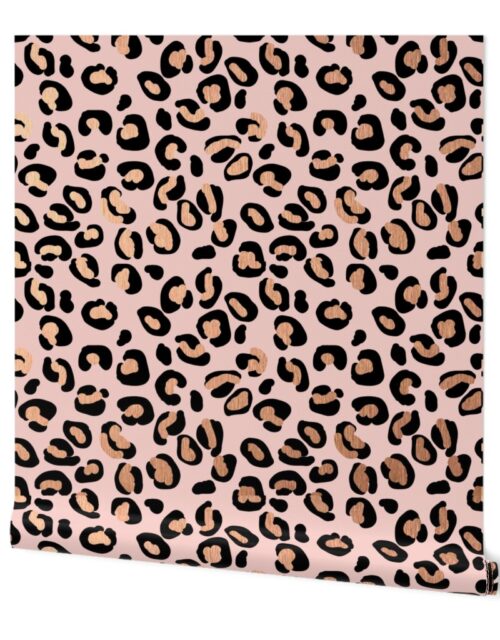 Leopard Rose Gold Shiny Spots on Pink Wallpaper