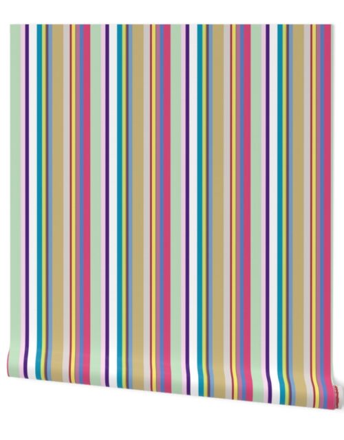 Multicolore Louis Frenchie Coordinate Candy Stripes Print Wallpaper