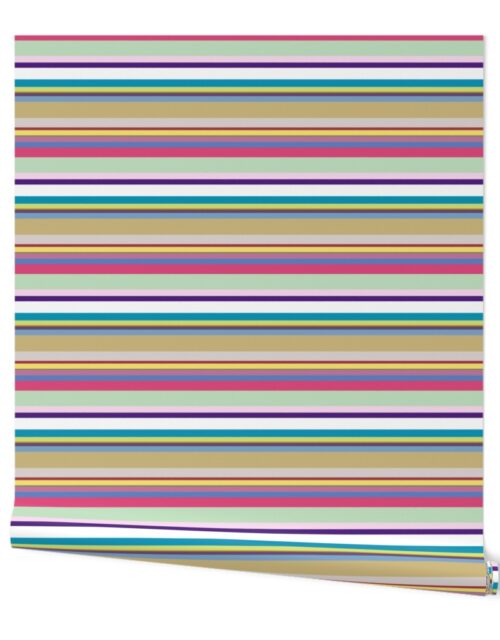 Multicolore Louis Frenchie Coordinate Candy Stripes Horizontal Print Wallpaper