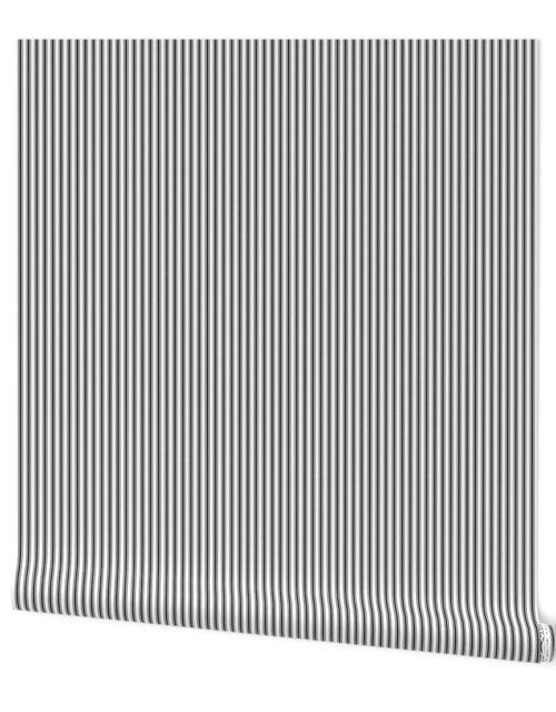 Black and White Mattress Ticking 1/2 inch wide Bedding Stripes Wallpaper