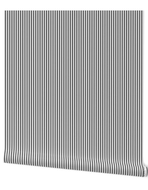 Black and White Mattress Ticking 1/4 inch Wide Bedding Stripes Wallpaper