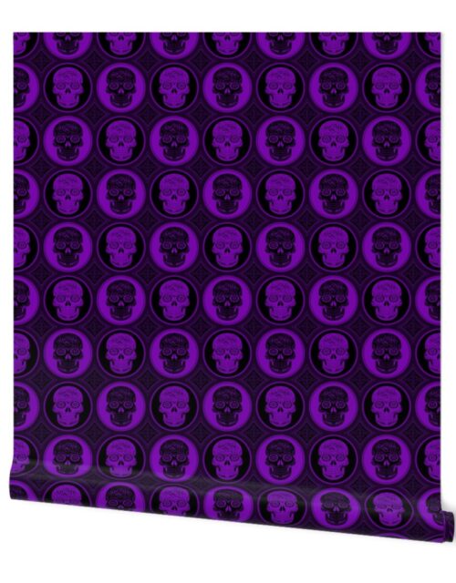 Large Purple and Black Skulls Calaveras Day of the Dead Dia de los Muertos Wallpaper
