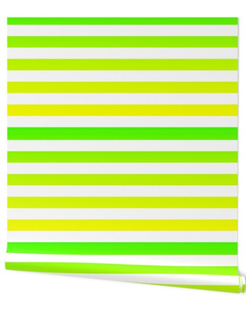 Bright Yellow and Green Ombré  Shade Cabana Stripes Wallpaper