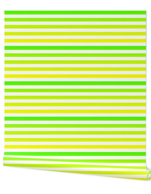 Small Bright Yellow and Green Ombré  Shade Cabana Stripes Wallpaper