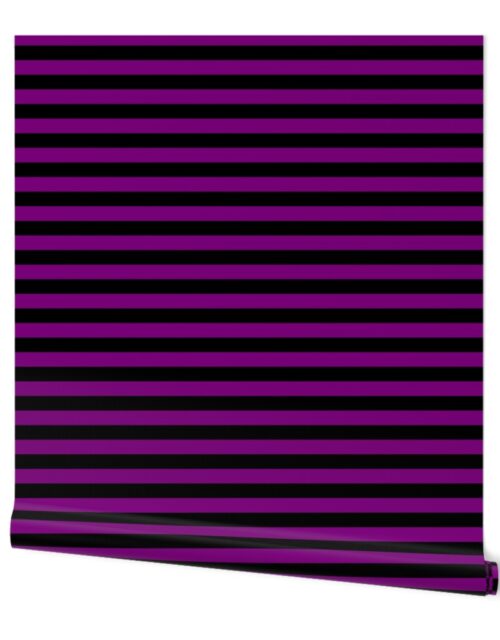 Zombie Purple and Black Horizontal Witch Stripes Wallpaper