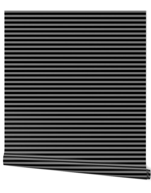 Small Tombstone Grey and Black Horizontal Witch Stripes Wallpaper