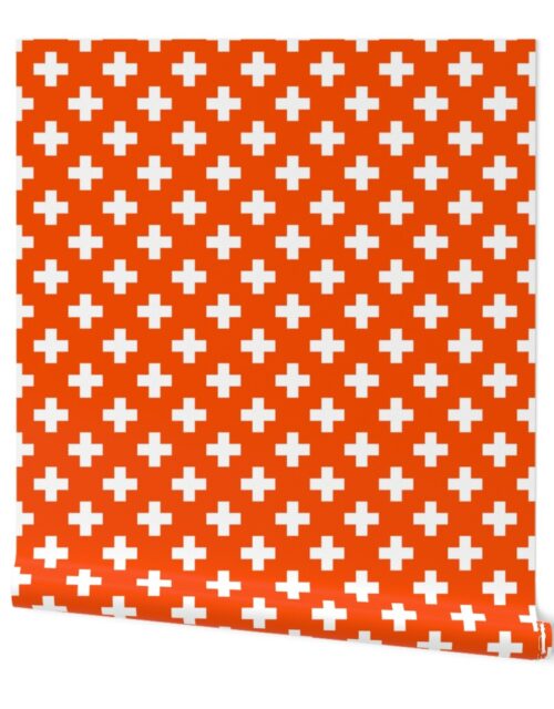 White Crosses on Orange Wallpaper