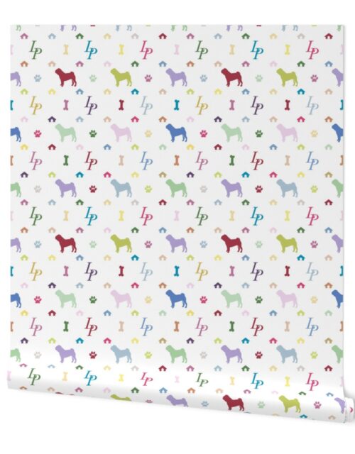 Multicolore Louis Pug Luxury Dog Attire Print Wallpaper