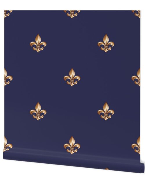 Micro Gold Fleur de Lis on Royal Blue Wallpaper