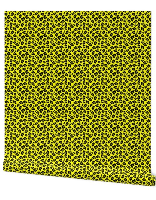 Smaller Leopard Spots Animal Repeat Pattern Print in Yellow and Black Wallpaper