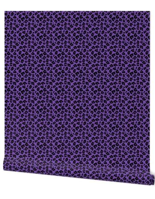 Leopard Spots Animal Repeat Pattern Print in Purple and Black Wallpaper