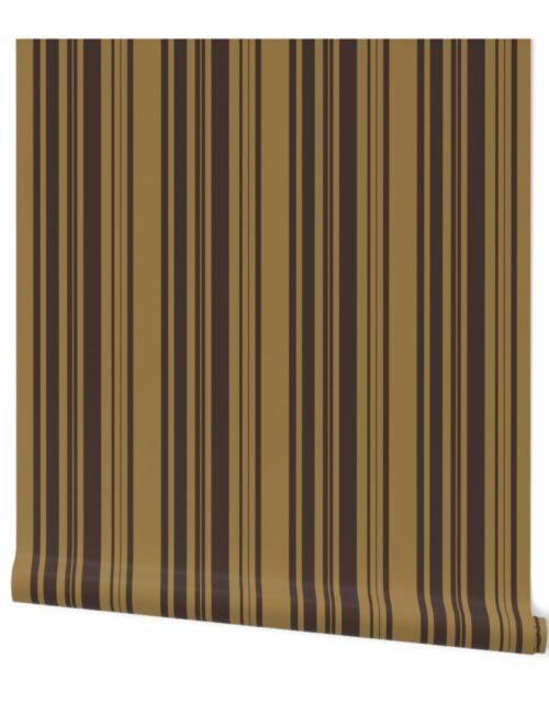 Louis Brown and Tan Dog Coordinate Vertical Stripes Print Wallpaper