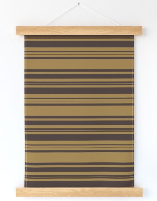 Louis Brown and Tan Dog Coordinate Horizontal Stripes Print Wall Hanging