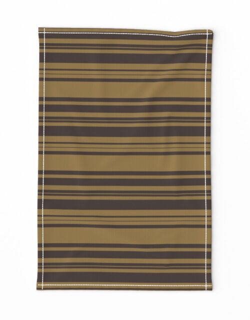Louis Brown and Tan Dog Coordinate Horizontal Stripes Print Tea Towel