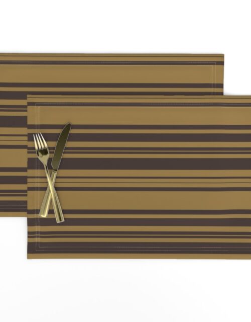 Louis Brown and Tan Dog Coordinate Horizontal Stripes Print Placemats