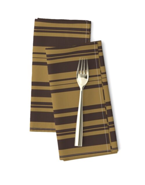 Louis Brown and Tan Dog Coordinate Horizontal Stripes Print Dinner Napkins