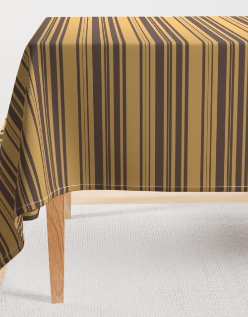 Louis Brown and Tan Dog Coordinate Horizontal Stripes Print Rectangular Tablecloth