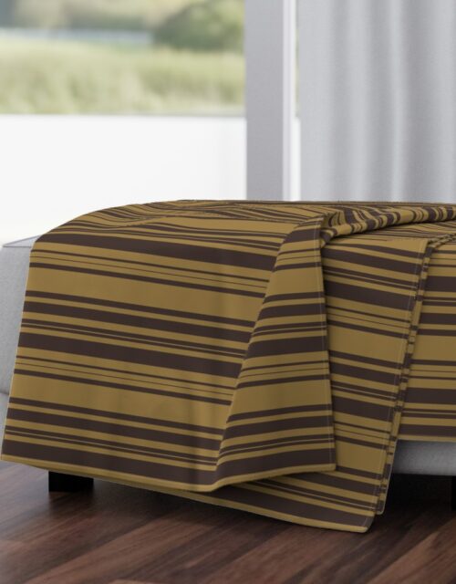 Louis Brown and Tan Dog Coordinate Horizontal Stripes Print Throw Blanket