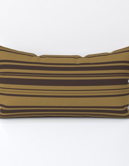 Louis Brown and Tan Dog Coordinate Horizontal Stripes Print Lumbar Throw Pillow