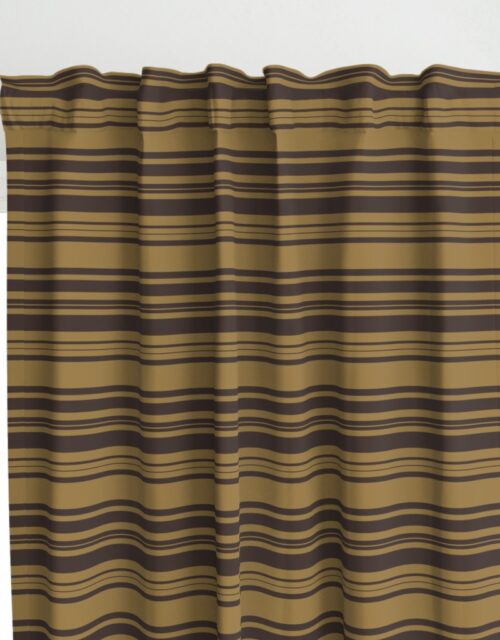 Louis Brown and Tan Dog Coordinate Horizontal Stripes Print Curtains