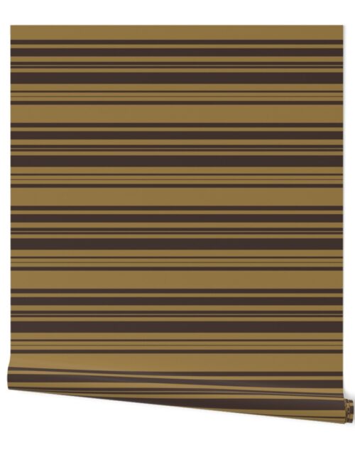 Louis Brown and Tan Dog Coordinate Horizontal Stripes Print Wallpaper