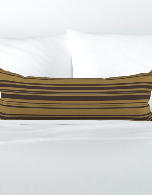 Louis Brown and Tan Dog Coordinate Horizontal Stripes Print Extra Long Lumbar Pillow