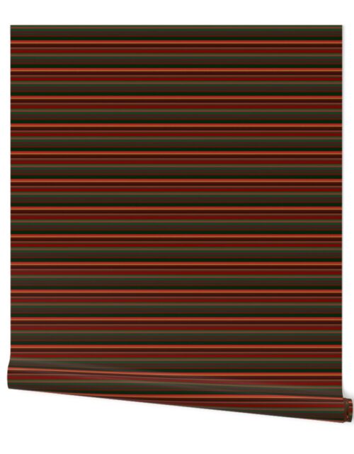 Christmas Reds and Greens Horizontal Multi Stripe Wallpaper