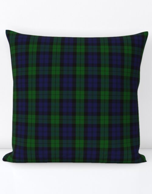 Military  Blackwatch Scottish Tartan Plaid Square Throw Pillow