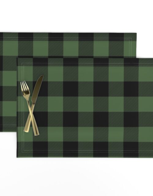 Christmas Tree Evergreen and Black Buffalo Check 2 inch Placemats