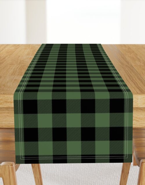 Christmas Tree Evergreen and Black Buffalo Check 2 inch Table Runner