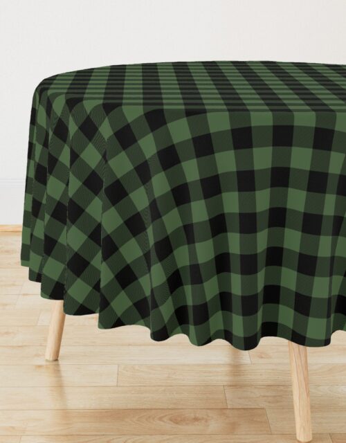 Christmas Tree Evergreen and Black Buffalo Check 2 inch Round Tablecloth