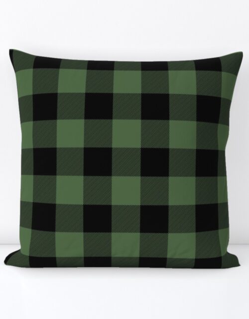 Christmas Tree Evergreen and Black Buffalo Check 2 inch Square Throw Pillow