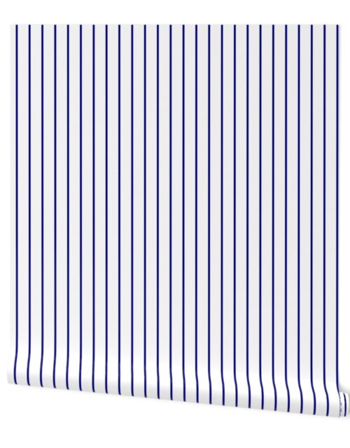 Classic wider 1 Inch Navy Blue Pinstripe on a Blue Background Wallpaper