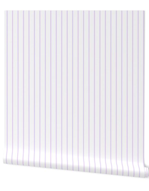 Classic wider 1 Inch Pale Lilac Pinstripe on a White Background Wallpaper