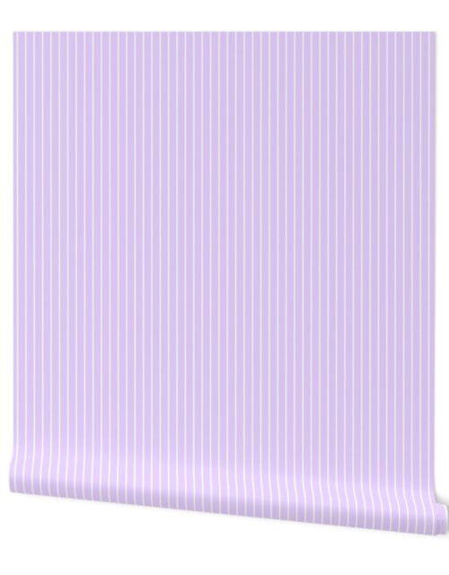 Classic 1/2 Inch White Pinstripe on a Pale Lilac Background Wallpaper