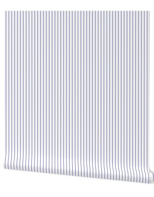 Classic 1/2 Inch Very Periwinkle Purple Blue Pinstripe on a White  Background Wallpaper