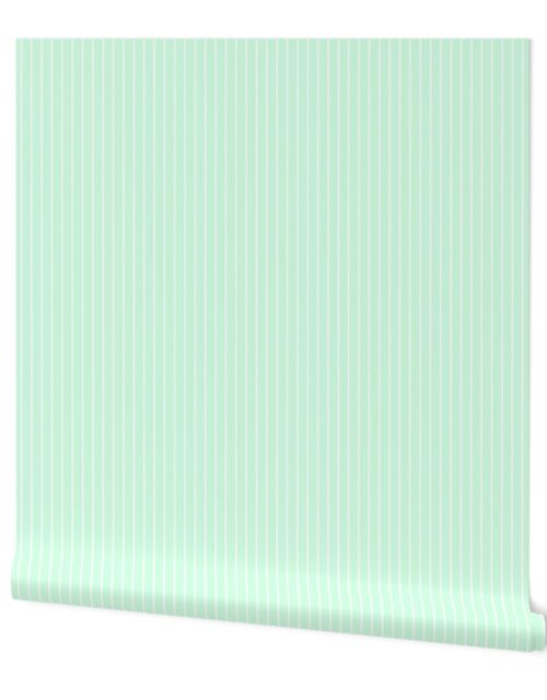 Classic 1/2 Inch White Pinstripe on a Summer Mint Green Background Wallpaper