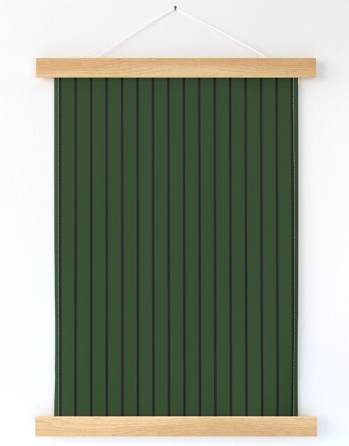 Classic wider 1 Inch Black Pinstripe on a Dark Forest Green Background Wall Hanging