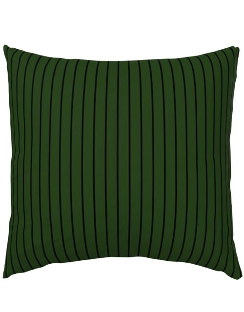 Classic wider 1 Inch Black Pinstripe on a Dark Forest Green Background Euro Pillow Sham