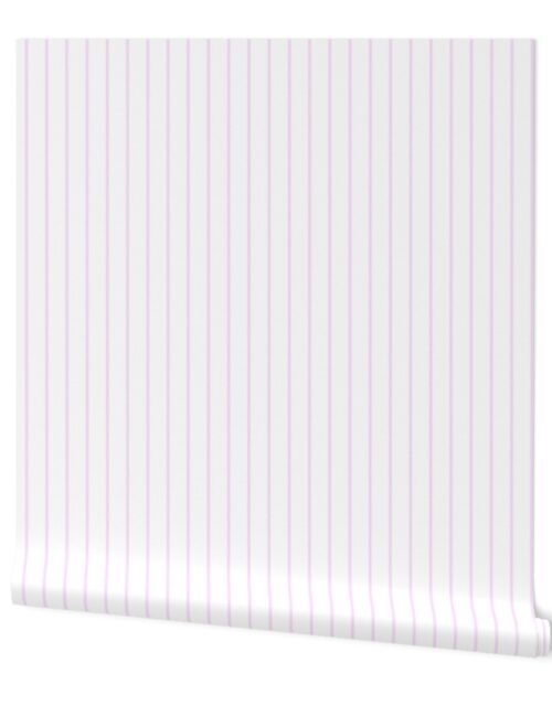 Classic wider 1 Inch Pale Pink Cotton Candy Pinstripe on a White Background Wallpaper