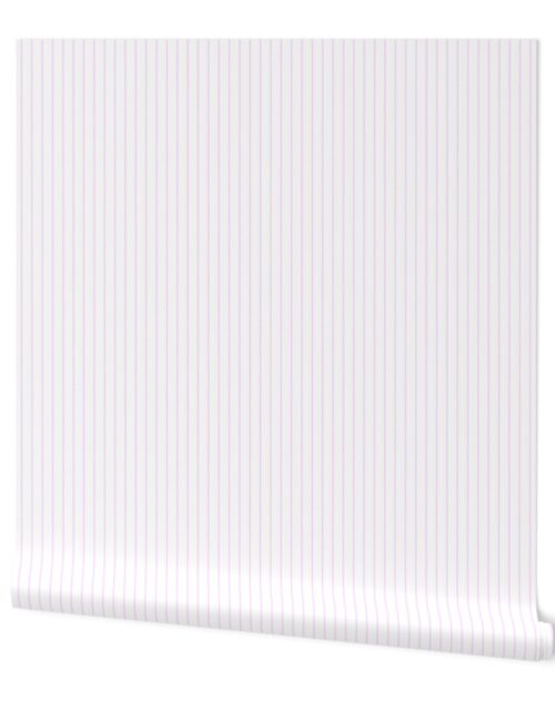 Classic 1/2 Inch Pale Pink Cotton Candy Pinstripe on a White Background Wallpaper