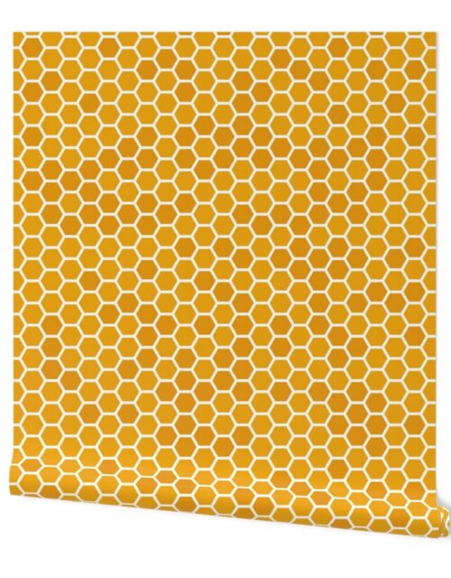 Large Orange Honeycomb Repeat Hexagon Pattern Wallpaper