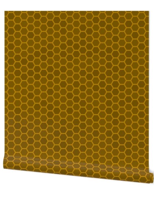 Large Golden Orange Honeycomb Bee Hive Geometric Hexagonal Design Wallpaper