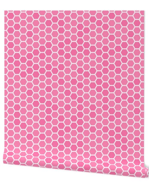 Large Bright Pink Honeycomb Bee Hive Geometric Hexagonal Design Wallpaper