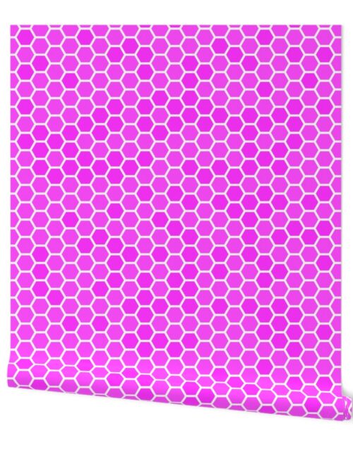 Large Hot Pink Honeycomb Bee Hive Geometric Hexagonal Design Wallpaper