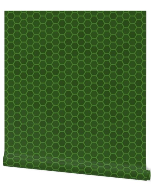 Large Forest Green Honeycomb Bee Hive Geometric Hexagonal Wallpaper