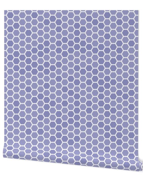 Large Very Periwinkle Purple Blue Bee Hive Geometric Hexagonal Design Wallpaper