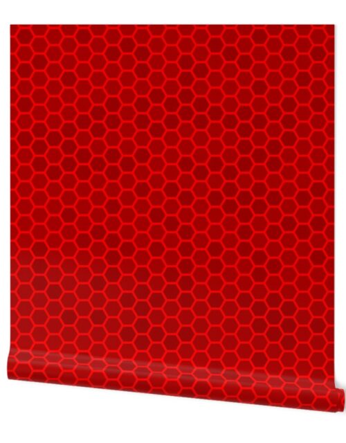 Large Bright Neon Red Honeycomb Bee Hive Geometric Hexagon Wallpaper