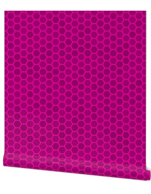 Large Bright Neon Pink Honeycomb Bee Hive Geometric Hexagonal Design Wallpaper