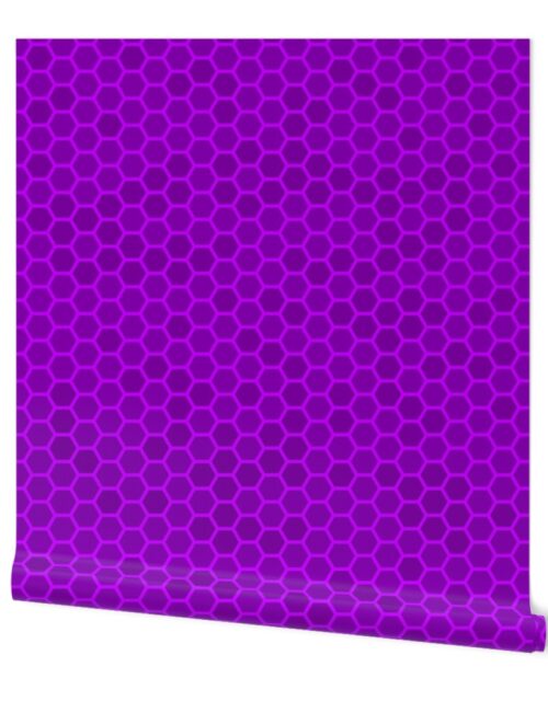 Large Bright Neon Purple Honeycomb Bee Geometric Hexagonal Design Wallpaper